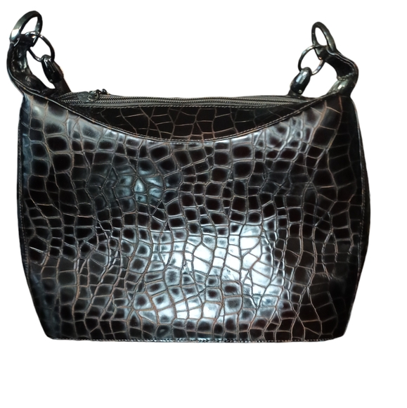 Stuart Weitzman Classic Croc Embossed Leather Hobo Bag - Picture 8 of 9